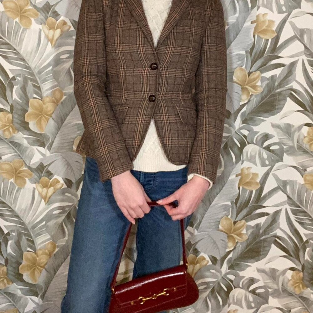 Tweed Plaid English Countryside Blazer - Size 4